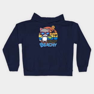 Cute Retro Vintage Cat Chilling On A Beach Funny Punny Meme Kids Hoodie